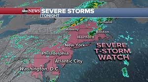 A severe thunderstorm toppled trees and brought heavy rain and power outages to parts of western new york. Severe Thunderstorm Watch Issued In Northeast As Summer Heat Slams Southwest Abc News