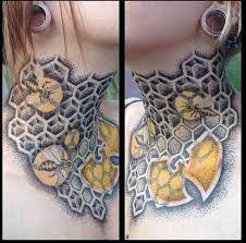 Neck Tattoo Neck Tattoo For Guys Neck Tattoo Honeycomb Tattoo
