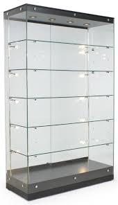 Frameless glass door elegant doors. 48 Trophy Display Case W Frameless Design Adjustable Shelves Sliding Door Black Glass Cabinets Display Award Display Glass Showcase