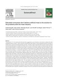 Pdf Educated Consumers Don T Believe Artificial Meat Is The Solution To The Problems With The Meat Industry
