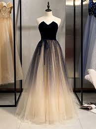 Dieser pinnwand folgen 222 nutzer auf pinterest. Prinzessin A Linie Abendkleid Ballkleid Lang Dunkelblau Farbverlauf Tull