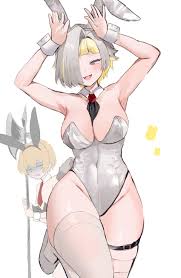 Rule 34 - 1boy 1girls Big Breasts Blonde Hair Bunny Ears Cleavage Dyed Hair  Female Kromer (limbus Company) Limbus Company Project Moon Sinclair (limbus  Company) Thick Thighs White Background White Hair | 11046104