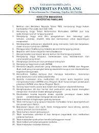 Yayasan sasmita jaya universitas pamulang jl. Kode Etik Mahasiswa