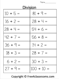 free division worksheet no remainder free4classrooms