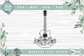 Download Guitar Floral Cutting Files Graphic By Basilio Vintage Creative Fabrica SVG Cut Files