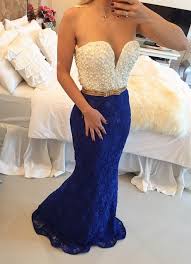 This rouged dress flatters a big bust. Royal Blue And White Prom Cheap Online