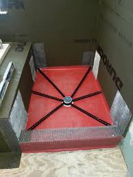 Shower Pan Ready For Mud Ez Pitch Kit Was Used To Create The Drainage Pitch Metal Lathe Was U Bathroom Remodel Shower Bathroom Construction Bathroom Makeover