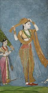 Lady Wrapping Her Turban India Andhra Pradesh Golconda 1675 1700 Indian Traditional Paintings Indian Artwork India Art