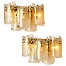 Niuyao nautical style industrial vintage metal wrought iron reversible kitchen wall sconce with wire guard rustic antique wall light wall lamp fixture 428546. Large Massive Glass Wall Sconces In The Style Of Kalmar Set Of 2 For Sale At Pamono