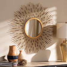 Contemporary Gold Round Wall Mirror By Baxton Studio Round Wall Mirror Mirror Wall Mirror Wall Decor