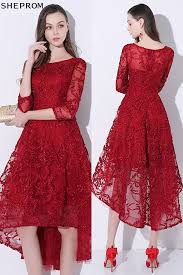 Trendy Burgundy Red Lace Homecoming Dress High Low With Sleeves Homecoming Dresses High Low Banquet Dresses Gown Party Wear