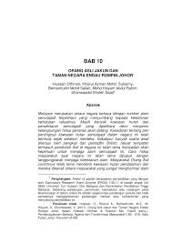 Pengarah, perbadanan taman negara johor. Pdf Orang Asli Jakun Dan Taman Negara Endau Rompin Johor