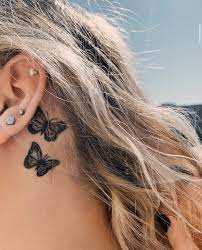 T A T T O O S Behind Ear Tattoos Neck Tattoos Women Butterfly Tattoos For Women