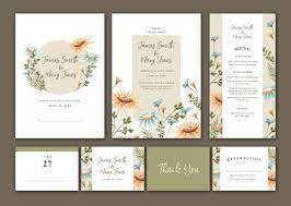 Watercolor Daisy Wedding Invitation Set Daisy Wedding Invitations Wedding Invitation Sets Wedding Invitation Vector
