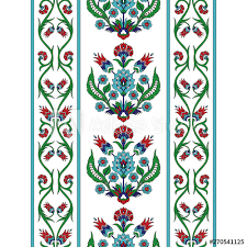 Check spelling or type a new query. Turkish Arabic Pattern Vector Seamless Border Ottoman Iznik Tile Design With Tulip Flowers Persian Floral Texture For Textile Decoration Or Wallpaper Wall Mural Irinelle