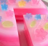 Jelly cakes are my current (and probably forever) favorite art/hobby 🧊, It’s so fun to draw out out all the different kinds I can make!, This one is strawberry and crème flavored, with cute floral ...