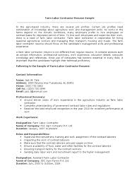 farm labor contractor resume