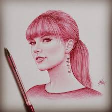 Ballpoint has its own unique qualities and allows me to create the unique work i'm known for. Artistiq On Twitter Taylor Swift Drawn With Red Ballpoint Pen Taylorswift13 Http T Co Gseserqipu