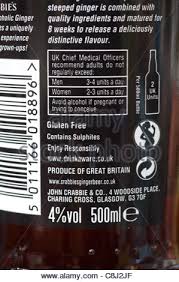 Guide to gluten free ginger beers. Product Information On Bottle Of Crabbie S Original Alcoholic Ginger Beer Stock Photo Alamy