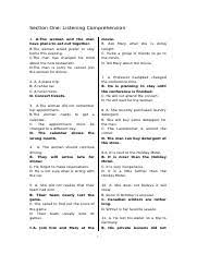 It can be true/false statements, comprehension questions, etc. 0405 2004 5 Toefl Section One Listening Comprehension 1 A The Woman And The Man Have Plans To Eat Out Together B The Woman Would Prefer To Stay Home Course Hero