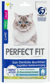 Viandes de boeuf, snack, plats préparés. Recompenses Pour Le Soin Dentaire Quotiden Du Chat Perfect Fit