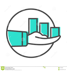 Data Stream Icon With Chart In Human Hand Sign Stock Vector