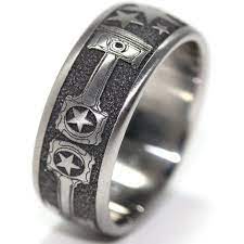 Men S Laser Carved Titanium Stars And Piston Wedding Ring Wedding Rings Custom Wedding Rings Mens Wedding Rings