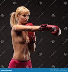 Brunette Posing Topless in Boxing Gloves Stock Image - Image of nude,  beautiful: 63497329