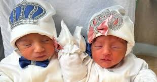 Mum welcomes festive twins