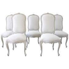 Bring luxurious style to your dining room with the. Set Of 5 Painted And Upholstered Dining Room Chairs In Belgian Linen For Sale At 1stdibs