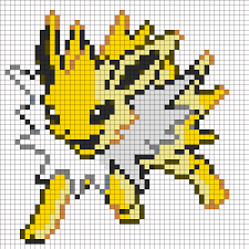 Jolteon Kandi Pattern Pixel Art Pokemon Pokemon Cross Stitch Pixel Quilting
