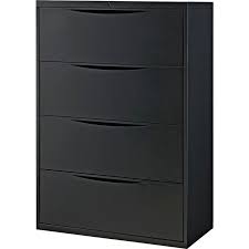 Drawers also feature a glide suspension. Interion 36 4 Drawer Premium Lateral File Cabinet Black 252470bk Globalindustrial Com