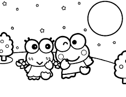 Keroppi ball juggling coloring pages. Keroppi And Keroleen Date Night Coloring Pages Kids Play Color