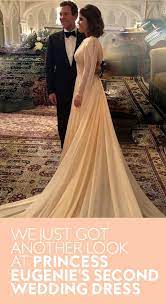 The photo shows a first look at the princess's second wedding dress, which is just as stunning as the first. We Just Got Another Look At Princess Eugenie S Second Wedding Dress Second Wedding Dresses Wedding Dresses Dresses