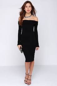 The One I Want Long Sleeve Off The Shoulder Black Dress Black Off Shoulder Dress Black Dress Off Shoulder Dresses