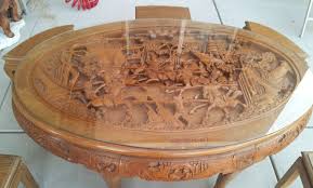 Chinese Antique Carved Teak Wood Tea Table With Stools Tea Table Teak Wood Wood Table