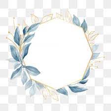 Elegant Geometric Floral Frame With Blue Leaves For Wedding Or Greeting Card Floral Clipart Invitation Leaf Png Transparent Clipart Image And Psd File For Fr Floral Border Design Flower Frame Floral