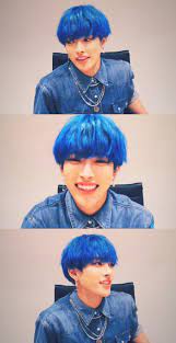 Blue Haired Hongjoong Live Blue Hair Aesthetic Blue Hair Blue Aesthetic
