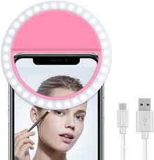 Amazon Com Cell Phone Selfie Ring Light For Iphone Led Circle Selfie Light Ring Rechargeable Portable For Phone Camera Ipad Laptop Live Stream Makeup Video Photography Pink