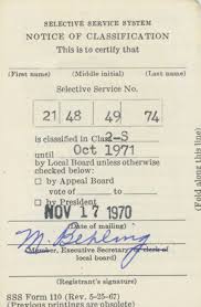 To determine the order of call for induction into the service 366 blue capsules containing dates. Draft Lottery 1 Dec 1969