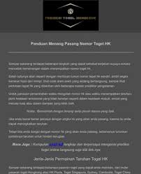 Untuk bermain semua pasaran yang sediakan cukup menggunakan 1 user id yang terdaftar di situs wargatogel. Panduan Menang Pasang Nomor Togel Hk Form Template Jotform