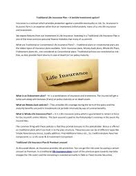 This essential concept helps prevent the situation where every. Traditional Life Insurance Plan A Terrible Investment Option