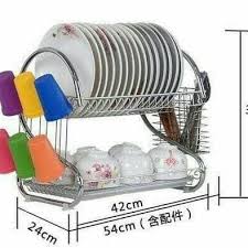 Ukuran rak piring kitchen set atas, ukuran rak piring kitchen set bawah, harga rak piring kitchen set bawah, ukuran rak piring bawah, ukuran rak piring laci, ukuran rak piring stainless steel untuk kitchen set, ukuran rak piring tarik, cara pasang rak piring kitchen set, Jual Rak Piring Dapur Stainless Steel Chrome 2 Susun Tingkat Dish Drainer Terbaru Juli 2021 Blibli