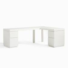 Laminated over composite wood in a white finish. Parsons L Shaped Desk 2 File Cabinet Set