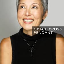 PREMIUM SILVER Grace at the Cross Pendant Necklace Christian Bible Verse  Jewelry