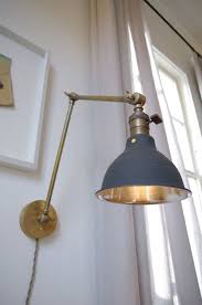 Industrial Articulating Brass Wall Lamp With Black Shop Shade Etsy Industrial Wall Lamp Brass Wall Lamp Wall Lamp