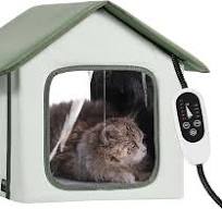 VEVOR Maison Chat Surélevée Chauffante, Niche Chat Extérieur avec Coussin  Chauffant, Température Réglable, Minuterie, Abri d'Hiver pour Chats Pliable  ...