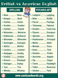 British English Vs American English What Are The Differences Confused Words American English Words British Vs American Words British Vs American