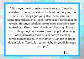 Bermula nafkah isteri itu wajib ia atas suaminya sekali pun isteri itu bekerja. Haruskah Gaji Suami Sepenuhnya Diberi Ke Istri Ini Pendapat Mereka