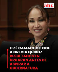 ⚖️ Grecia debe dar resultados en Uruapan; 2027 no admite improvisados La  diputada de Morena, Itzé Camacho Zapiain, afirmó que la alcaldesa Grecia  Quiroz debe priorizar resultados en Uruapan antes de cualquier